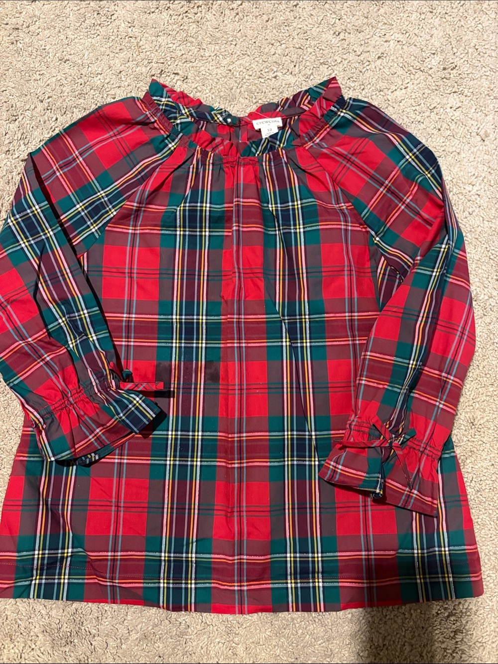 J.Crew Crewcuts Girls Red Plaid Ruffle Top